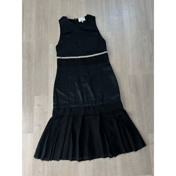 $695 3.1 Phillip Lim Women's Black Round Neck Sleeveless Silk Belt Dress Size 4 - Picture 2 of 9